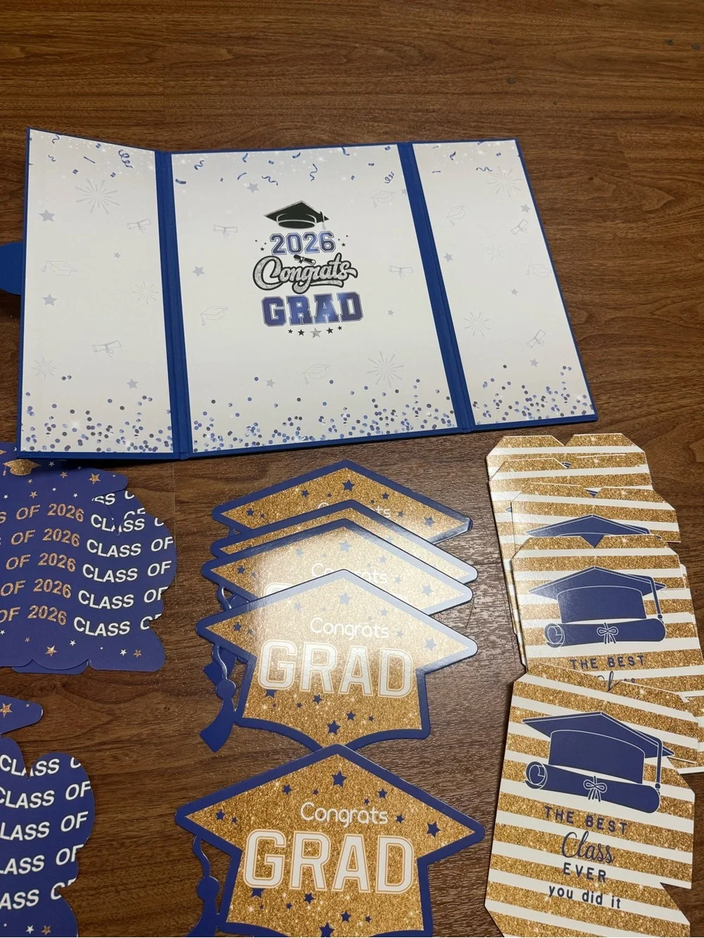 Blue & Gold Graduation Party Kit - Congrats Grad Decorations